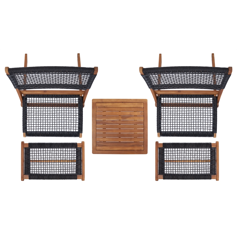Safavieh Casella Wood and Fabric Living Set  in Natural / Black