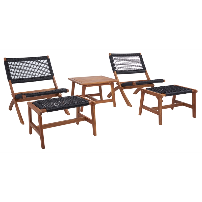 Safavieh Casella Wood and Fabric Living Set  in Natural / Black