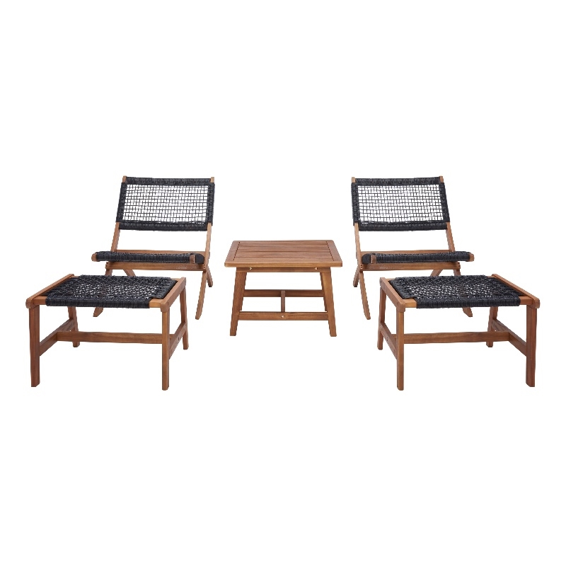 Safavieh Casella Wood and Fabric Living Set  in Natural / Black