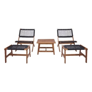 Safavieh Casella Wood and Fabric Living Set  in Natural / Black