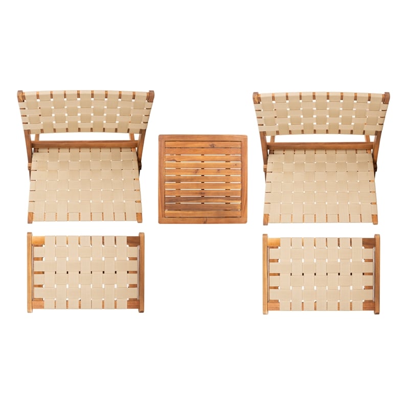 Safavieh Darryl Wood and Fabric Living Set in Natural / Natural