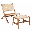 Safavieh Darryl Wood and Fabric Living Set in Natural / Natural
