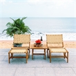 Safavieh Darryl Wood and Fabric Living Set in Natural / Natural
