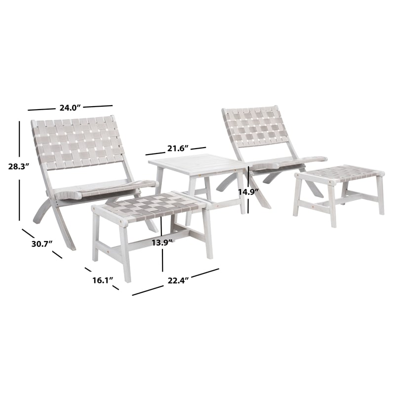 Safavieh Darryl Wood and Fabric Living Set in Gray / Gray