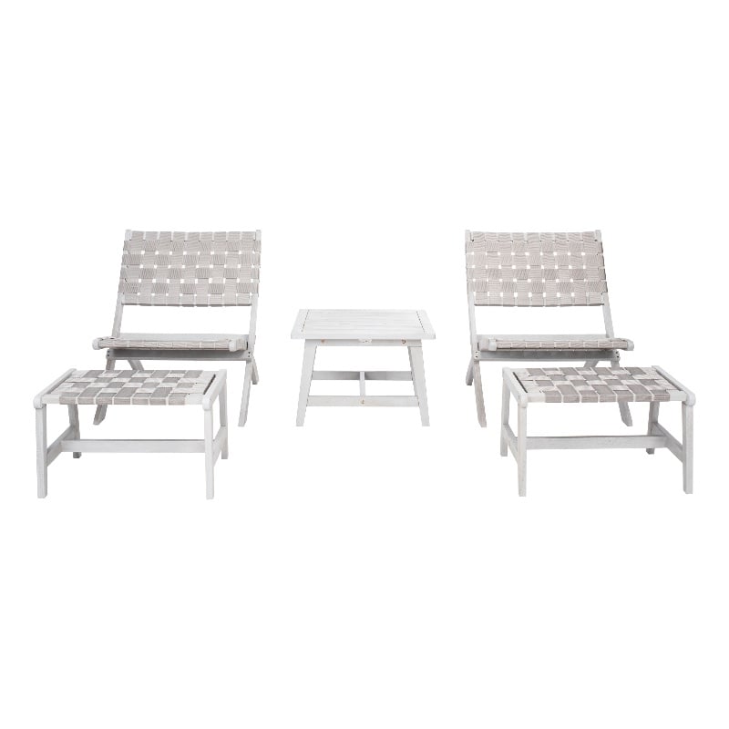 Safavieh Darryl Wood and Fabric Living Set in Gray / Gray