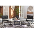 Safavieh Darryl Wood and Fabric Living Set in Black / Black