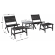 Safavieh Darryl Wood and Fabric Living Set in Black / Black