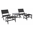 Safavieh Darryl Wood and Fabric Living Set in Black / Black
