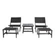 Safavieh Darryl Wood and Fabric Living Set in Black / Black