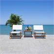 Safavieh Darryl Wood and Fabric Living Set in Natural / White