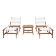 Safavieh Darryl Wood and Fabric Living Set in Natural / White