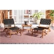 Safavieh Darryl Wood and Fabric Living Set in Natural / Black