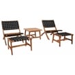 Safavieh Darryl Wood and Fabric Living Set in Natural / Black