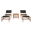 Safavieh Darryl Wood and Fabric Living Set in Natural / Black