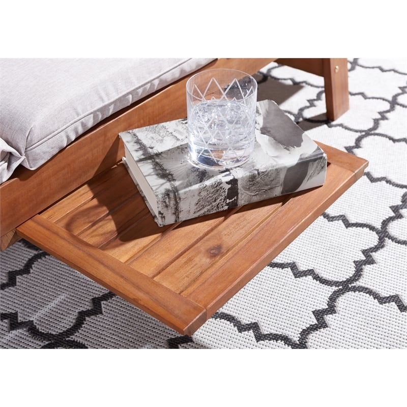 Safavieh Emely Wood Outdoor Daybed in Natural / Light Gray