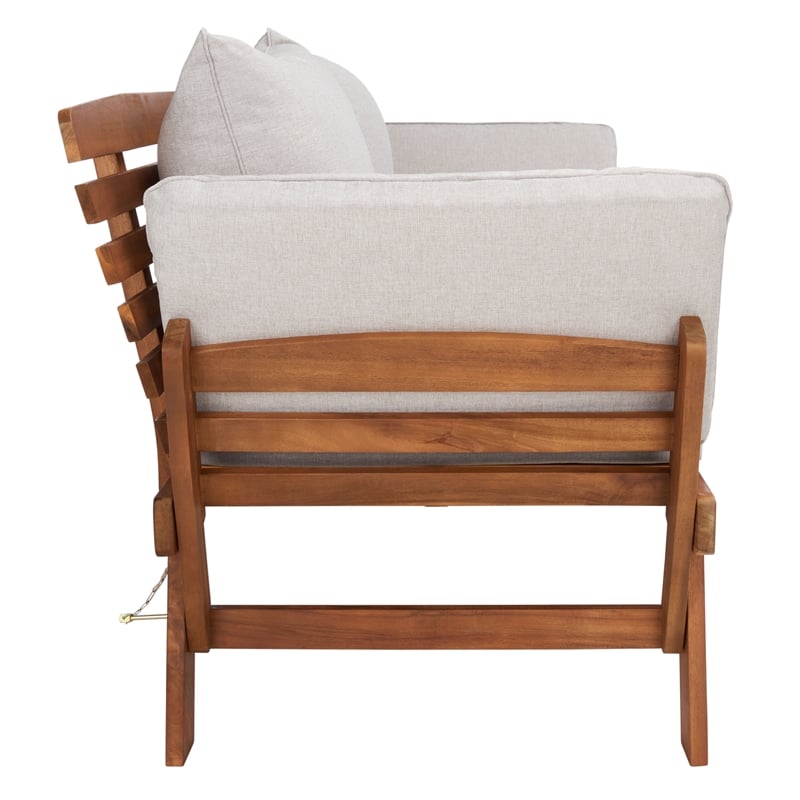 Safavieh Emely Wood Outdoor Daybed in Natural / Light Gray