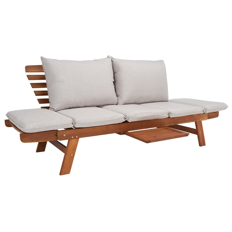 Safavieh Emely Wood Outdoor Daybed in Natural / Light Gray