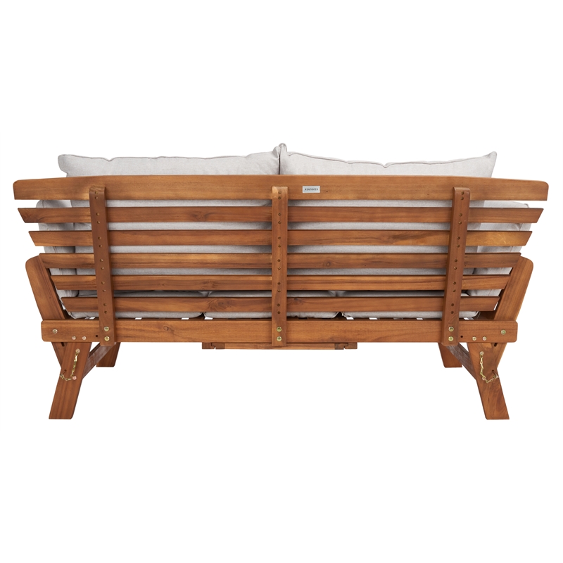 Safavieh Emely Wood Outdoor Daybed in Natural / Light Gray