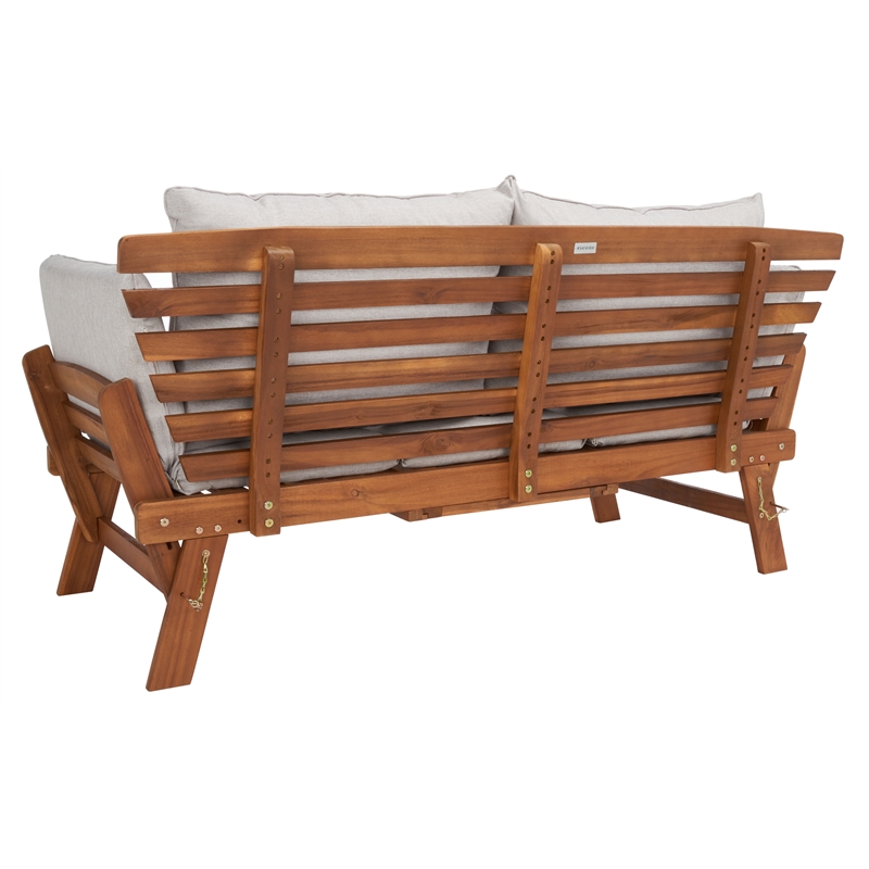 Safavieh Emely Wood Outdoor Daybed in Natural / Light Gray