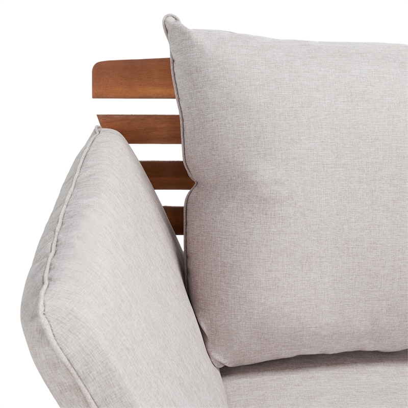 Safavieh Emely Wood Outdoor Daybed in Natural / Light Gray