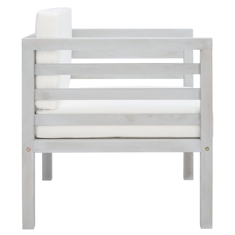 Safavieh Kinnell Wood Outdoor Armchair in Gray / Beige