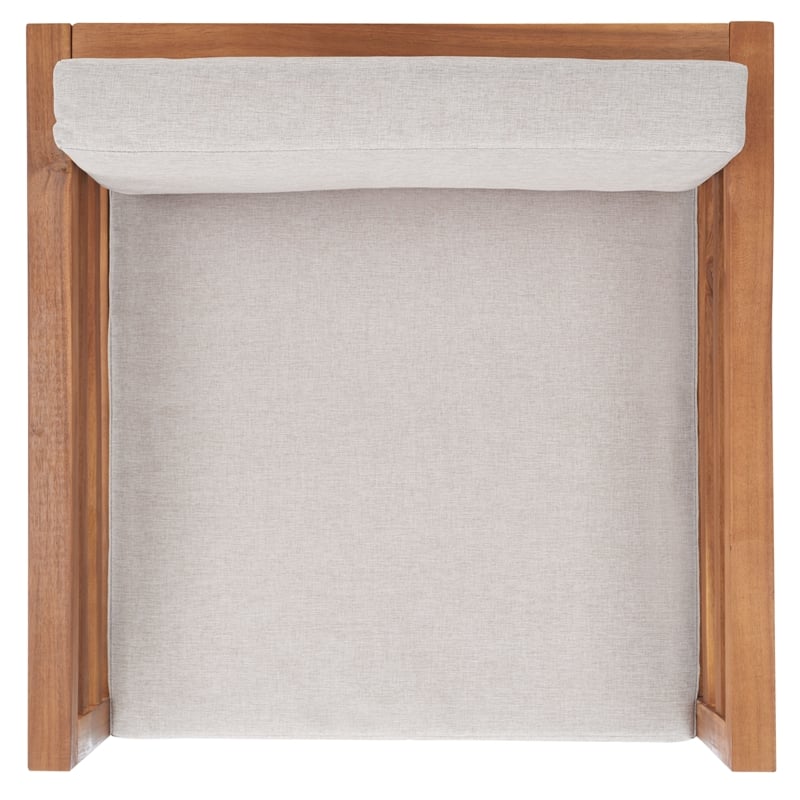 Safavieh Kinnell Wood Outdoor Armchair in Natural / Light Gray
