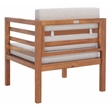 Safavieh Kinnell Wood Outdoor Armchair in Natural / Light Gray
