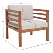 Safavieh Kinnell Wood Outdoor Armchair in Natural / Light Gray
