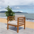 Safavieh Kinnell Wood Outdoor Armchair in Natural / Light Gray