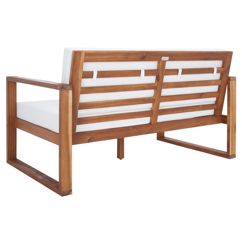 Safavieh Emiko Wood Outdoor Bench in Natural / Beige