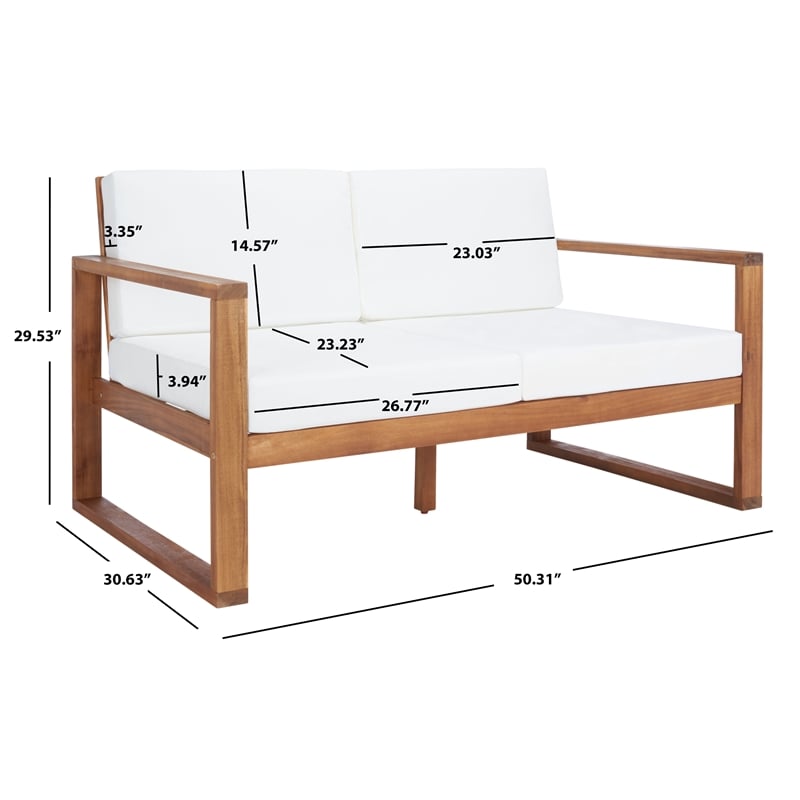 Safavieh Emiko Wood Outdoor Bench in Natural / Beige