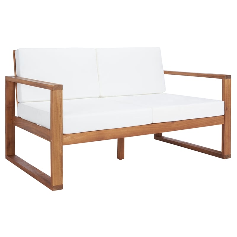 Safavieh Emiko Wood Outdoor Bench in Natural / Beige