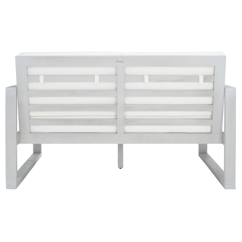 Safavieh Emiko Wood Outdoor Bench in Gray / Beige