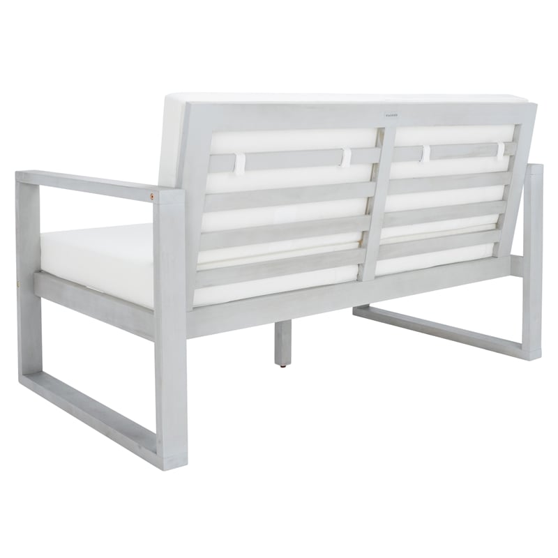 Safavieh Emiko Wood Outdoor Bench in Gray / Beige