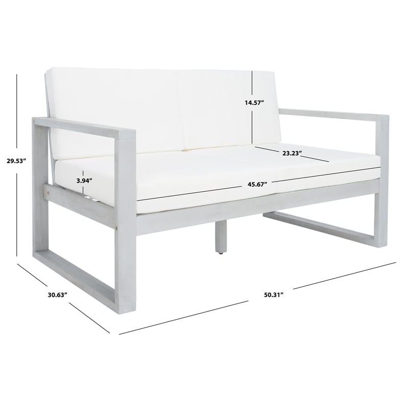 Safavieh Emiko Wood Outdoor Bench in Gray / Beige
