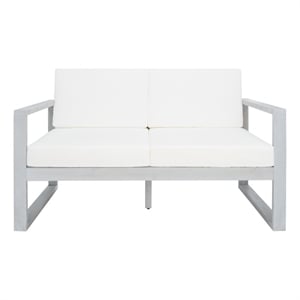 Safavieh Emiko Wood Outdoor Bench in Gray / Beige