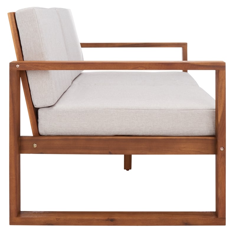Safavieh Emiko Wood Outdoor Bench in Natural / Light Gray