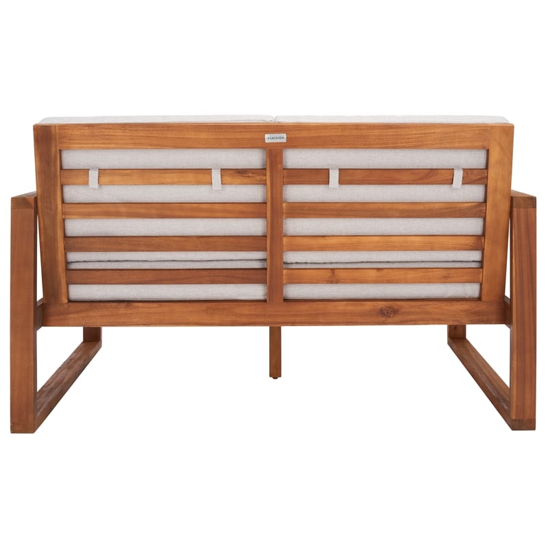 Safavieh Emiko Wood Outdoor Bench in Natural / Light Gray