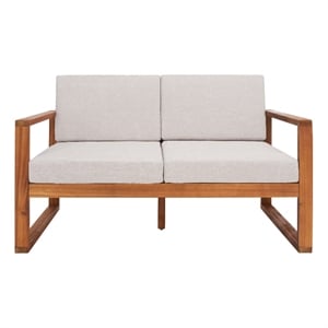 Safavieh Emiko Wood Outdoor Bench in Natural / Light Gray