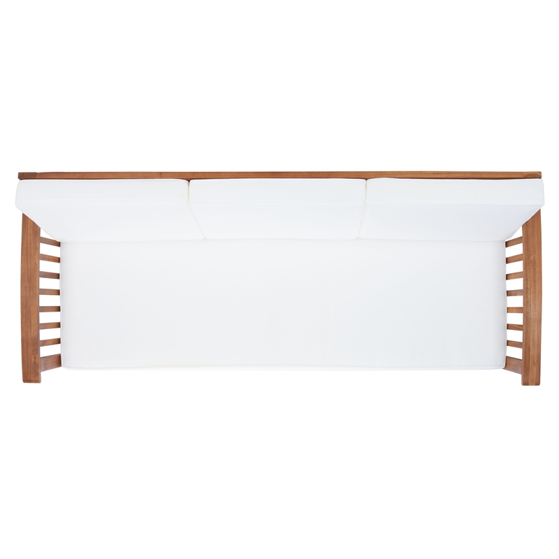 Safavieh Finnick Wood Outdoor Bench in Natural / Beige