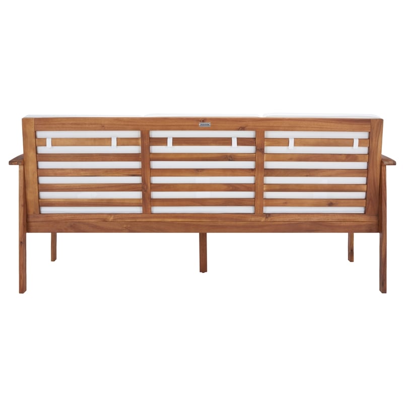 Safavieh Finnick Wood Outdoor Bench in Natural / Beige