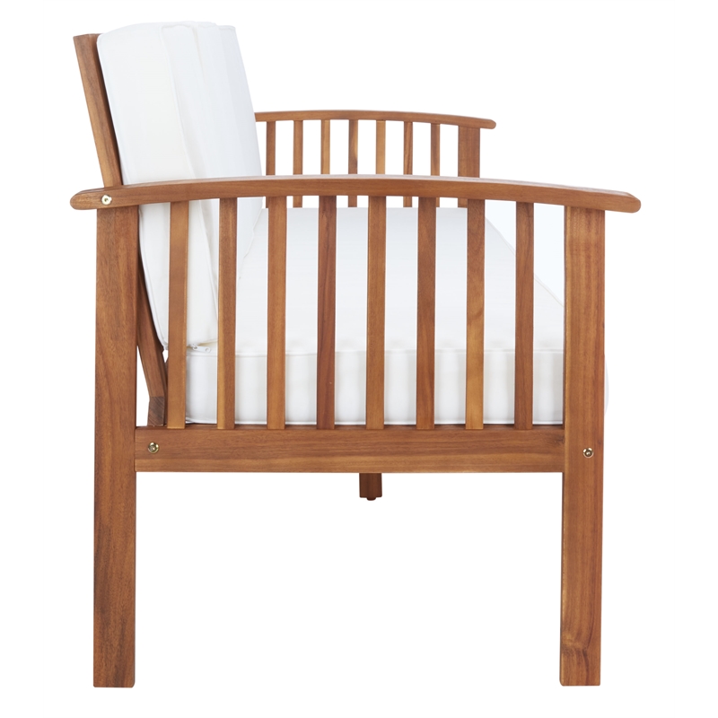 Safavieh Finnick Wood Outdoor Bench in Natural / Beige