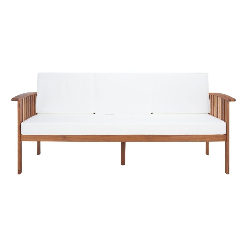 Safavieh Finnick Wood Outdoor Bench in Natural / Beige