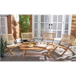 Safavieh Blaze Wood and Fabric Living Set in Natural / Natural