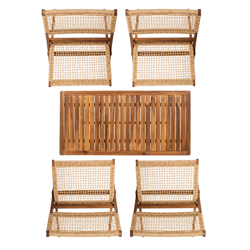 Safavieh Blaze Wood and Fabric Living Set in Natural / Natural