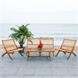 Safavieh Blaze Wood and Fabric Living Set in Natural / Natural