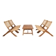 Safavieh Blaze Wood and Fabric Living Set in Natural / Natural
