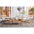 Safavieh Blaze Wood and Fabric Living Set in Natural / White