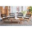 Safavieh Blaze Wood and Fabric Living Set in Natural / Black