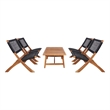 Safavieh Blaze Wood and Fabric Living Set in Natural / Black